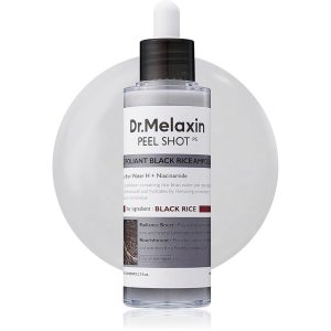 سرم پیل شات برنج سیاه دکتر ملاکسین روشن کننده و لایه بردار و و کنترل منافذ پوست حجم 200میلی لیتر